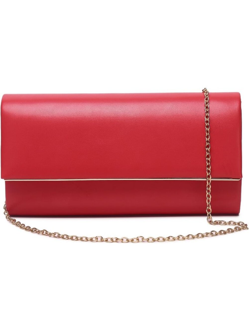Women's Red Vegan Leather Clutch Crossbody Wedding Bridal Purse Evening Bag